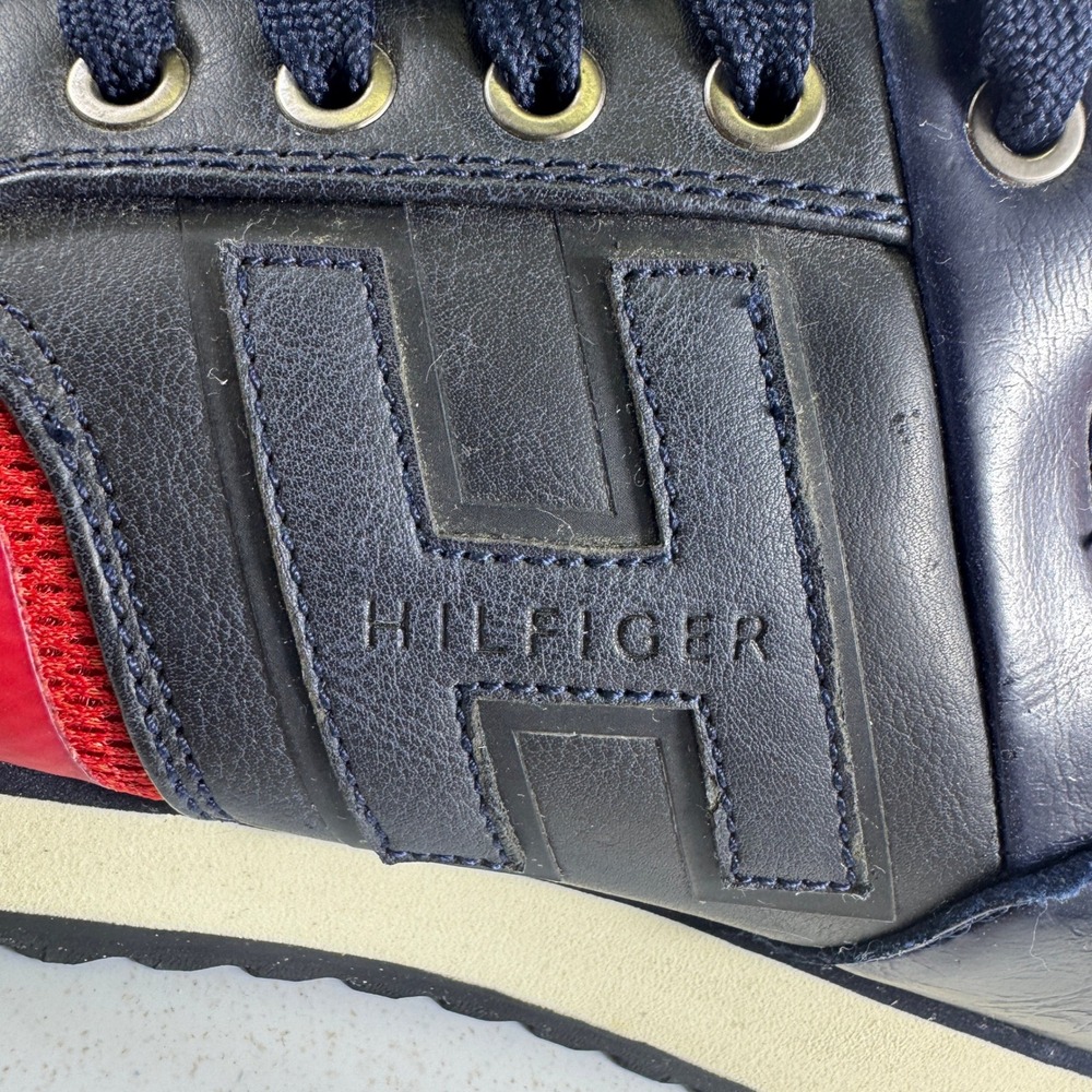 Tommy Hilfiger Mens Red Navy Blue Mesh Low Top Runner Sneakers Shoes 11 - Picture 3 of 14